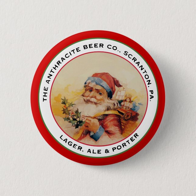 BADGE ROND 5 CM BIÈRE PÈRE NOËL (Devant)