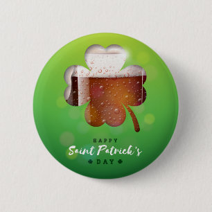 Badge Rond 5 Cm Bière Shamrock de la Saint-Patrick