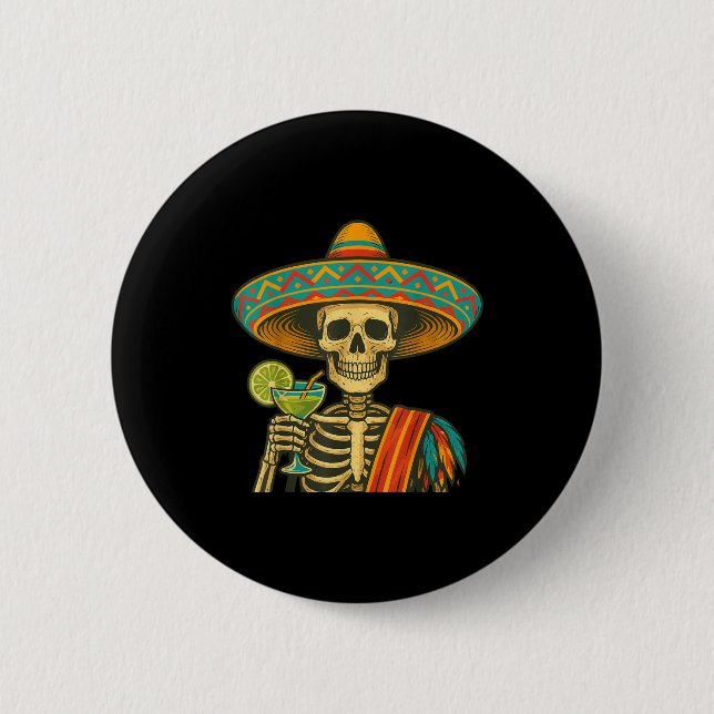 Badge Rond 5 Cm Bière Skeleton cinco de mayo fiesta  (Devant)