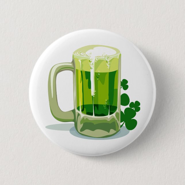 Badge Rond 5 Cm Bière verte de la Saint Patrick (Devant)