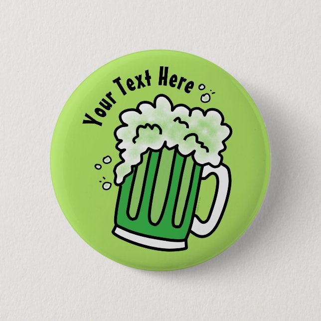 Badge Rond 5 Cm Bière verte de la Saint Patrick (Devant)