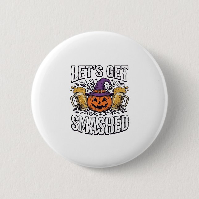 Badge Rond 5 Cm Bièredecitrouille Halloween défonçons-nous (Devant)