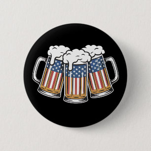 Badge Rond 5 Cm Bières 4 juillet Drapeau américain US Vintage Rétr