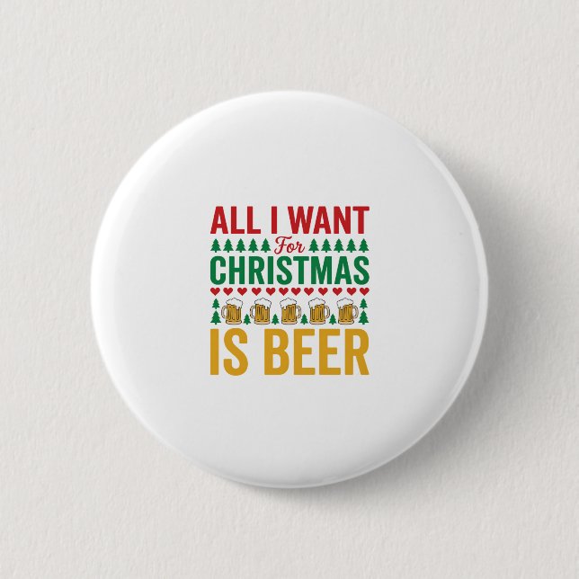 Badge Rond 5 Cm Bières de Noël Conception de boisson de vacances d (Devant)