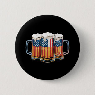 Badge Rond 5 Cm Bières Drapeau Américain 4 juillet Merica Boire US