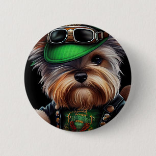 Badge Rond 5 Cm Biewer Terrier Chien Conduite Vélo St. Patrick's D
