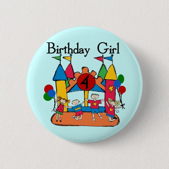 Badge Rond 5 Cm Big Bounce Girl 4th Birthday T-shirts et cadeaux (Devant)