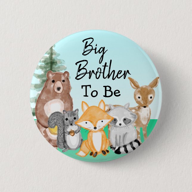 Badge Rond 5 Cm Big Brother | Baby shower des créations forestière (Devant)