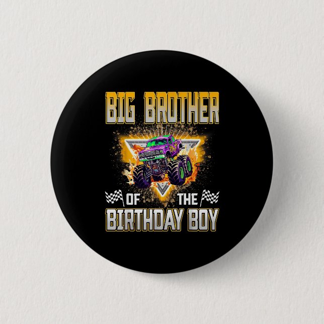 Badge Rond 5 Cm Big Brother Of The Birthday Boy Monster Truck Birt (Devant)