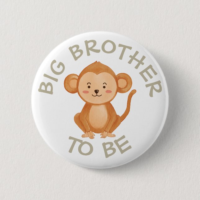 Badge Rond 5 Cm Big Brother sera Baby shower Button Wild One Zoo (Devant)