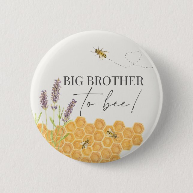 Badge Rond 5 Cm Big brother to bee, honey bee button for shower (Devant)