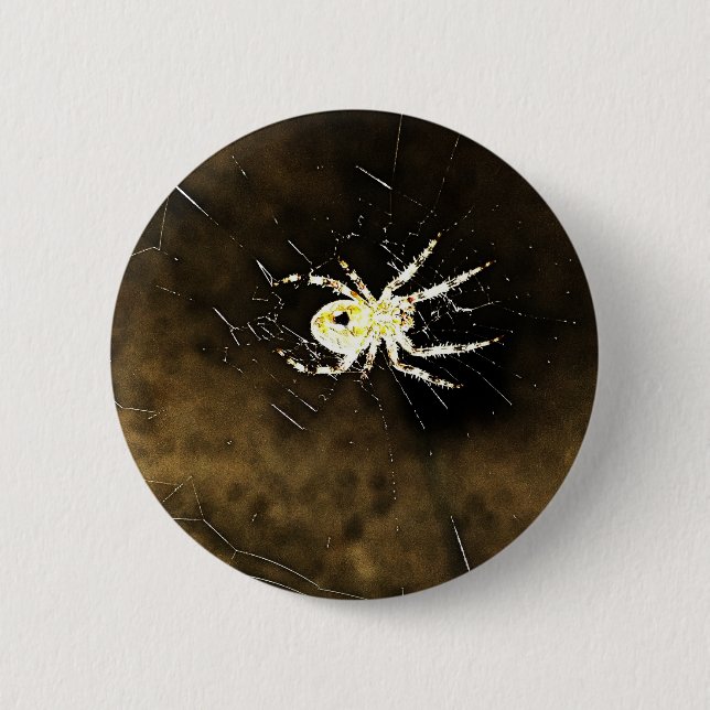 Badge Rond 5 Cm Big Déplaisant Spider sur son Web (Devant)