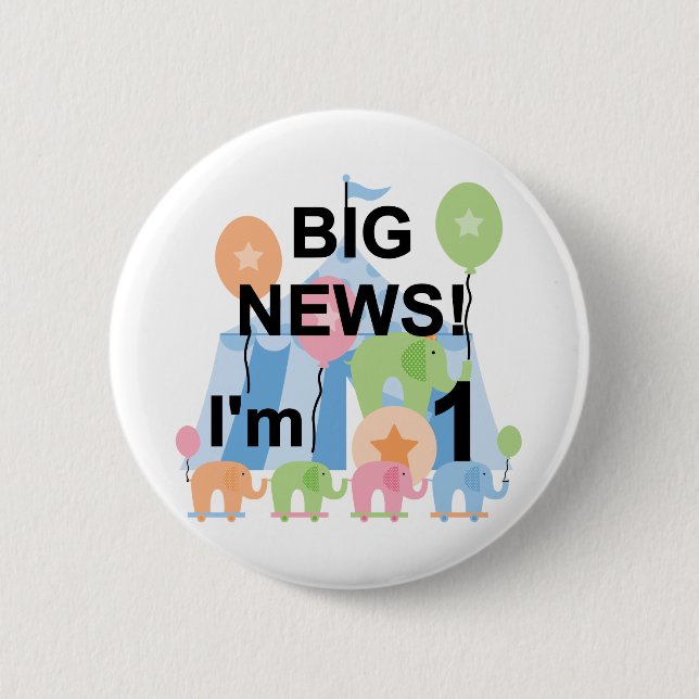 Badge Rond 5 Cm Big News Circus 1er Anniversaire T-shirts et cadea (Devant)