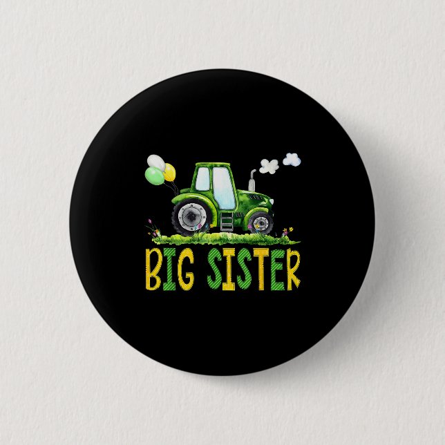 Badge Rond 5 Cm Big Sister Of The Birthday Boy Tractor Farm Truck  (Devant)