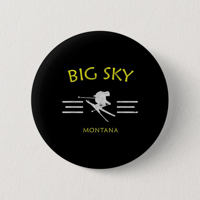 Badge Rond 5 Cm Big Sky Ski Montana Ski Tee (Devant)