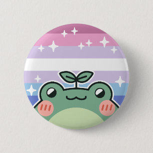 Badge Rond 5 Cm Bigender LGBT Pride Drapeau Grenouille