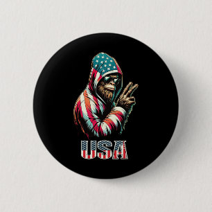 Badge Rond 5 Cm Bigfoot 4 juillet les Ados sasquatch patriotiques
