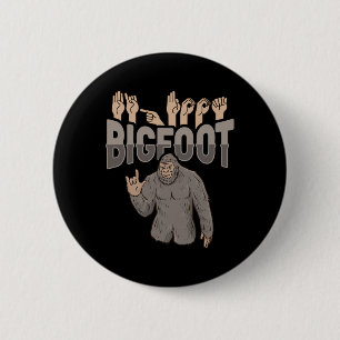 Badge Rond 5 Cm Bigfoot Asl Gesture main Sourde perte d'ouïe Adjud