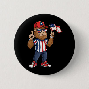 Badge Rond 5 Cm Bigfoot Drapeau Américain Rouge Blanc Bleu Patriot
