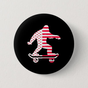 Badge Rond 5 Cm Bigfoot Drapeau Américain Skateurs Planche à roule