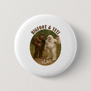 Badge Rond 5 Cm Bigfoot et ami vlog mème drôle de bâton de randonn