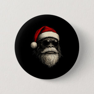 Badge Rond 5 Cm Bigfoot Face Lunettes de soleil Santa Noël Funny X