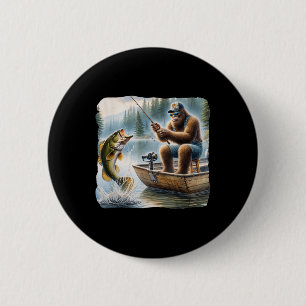 Badge Rond 5 Cm Bigfoot Fishing Funny Sasquatch Été B Pêcheur