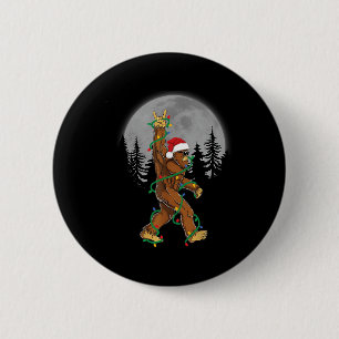Badge Rond 5 Cm Bigfoot Père Noël Feux d'arbre de Noël Funky Noël