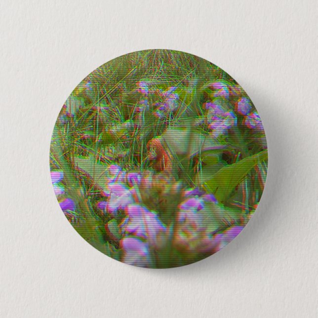 Badge Rond 5 Cm Bigfoot pointé parmi le bouton Fleurs (Devant)