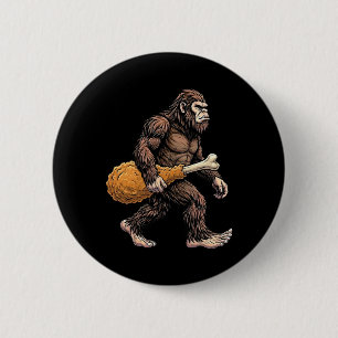 Badge Rond 5 Cm Bigfoot portant une cuisse de poulet amoureux de S