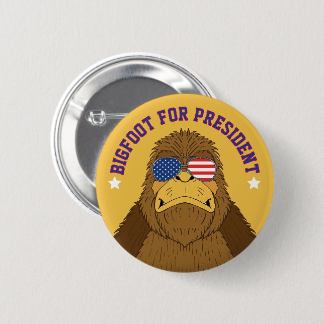 Badge Rond 5 Cm Bigfoot Pour Le Président Funny Sasquatch (Devant & derrière)