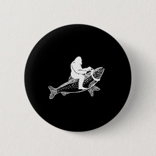 Badge Rond 5 Cm Bigfoot Sasquatch pêche à la mouche truite pêcheur