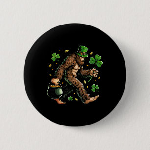 Badge Rond 5 Cm Bigfoot St Patrick Funny Sasquatch Saint Patte