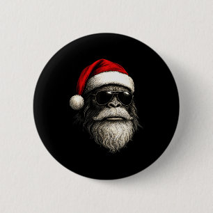 Badge Rond 5 Cm Bigfoot Visage Lunettes Santa Noël Drôle Xmas Sa