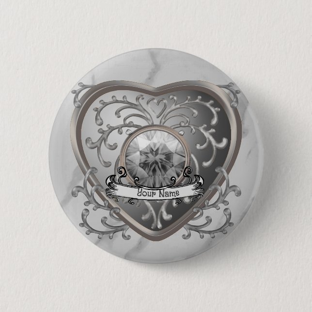 Badge Rond 5 Cm Bijou d'argent personnalisé Coeur de fée (Devant)