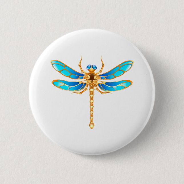 Badge Rond 5 Cm Bijoux en or libellule insecte vip amusant vectori (Devant)