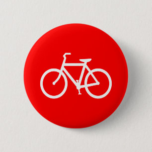Badge Rond 5 Cm Bike rouge et blanc