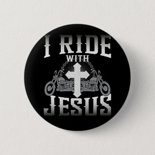 Badge Rond 5 Cm Biker Je Marche Avec Jesus Faith