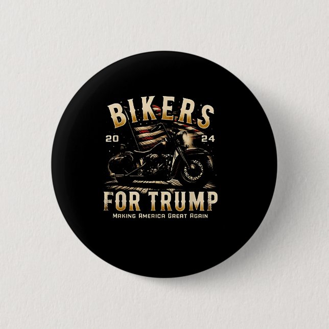 Badge Rond 5 Cm Biker Pour Trump 2024 (Devant)