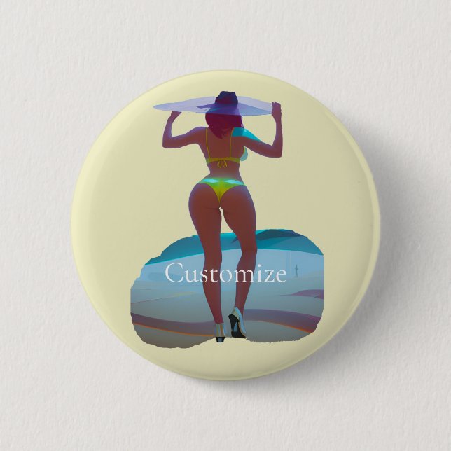 Badge Rond 5 Cm Bikini Booty Beach Girl Thunder_Cove (Devant)