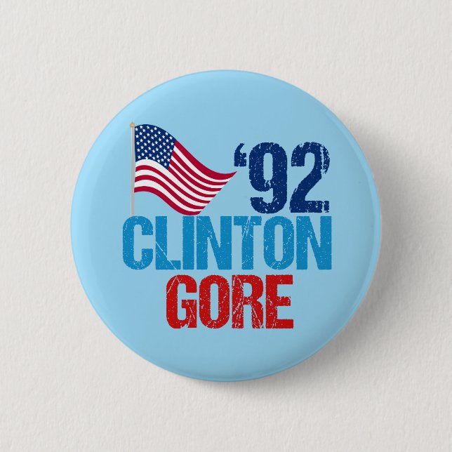 Badge Rond 5 Cm Bill Clinton Al Gore 1992 (Devant)