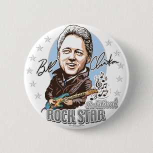 Badge Rond 5 Cm Bill Clinton Rockstar politique ! Bouton