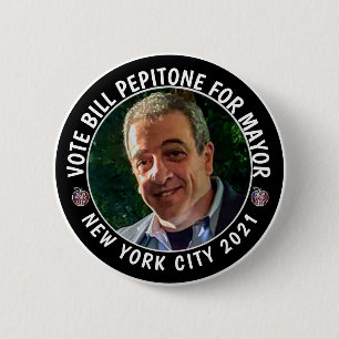Badge Rond 5 Cm Bill Pepitone pour le maire de New York 2021