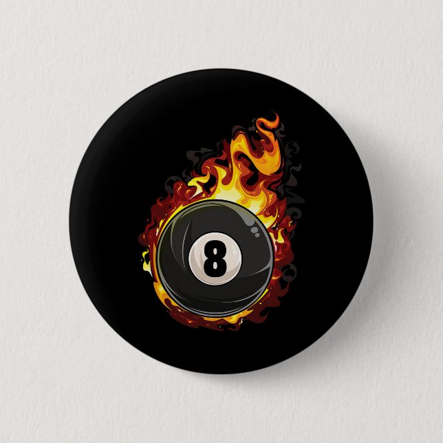 Badge Rond 5 Cm Billard 8 Ball Player Pool Billard Snooker Cue (Devant)