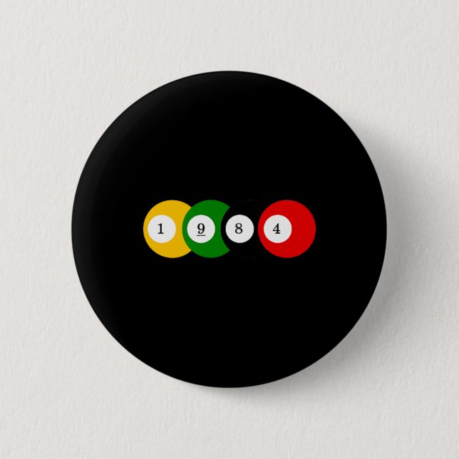Badge Rond 5 Cm Billard de billard de piscine 1984 Conception de l (Devant)