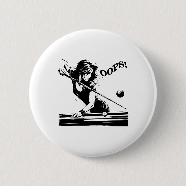 Badge Rond 5 Cm Billard - Le 8 Bal. Fille Drôle échoue. Pour la fa (Devant)