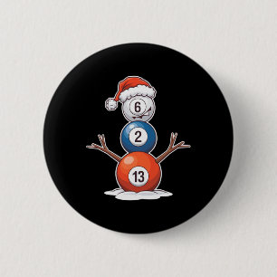 Badge Rond 5 Cm Billard Noël Snowman Avec Table De Billard