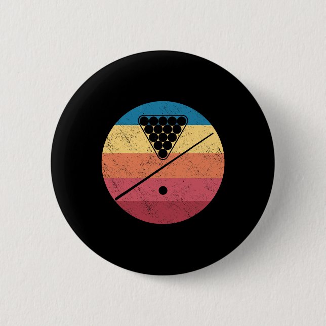 Badge Rond 5 Cm Billard rétro Stick Pool Table Snooker Pyram (Devant)