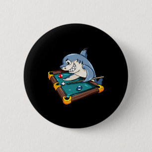 Badge Rond 5 Cm Billard Shark Pool Snooker Player Cadeau