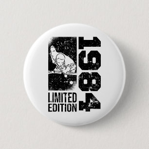 Badge Rond 5 Cm Billard Snooker-game Vintage 1984 Birthday Pool-